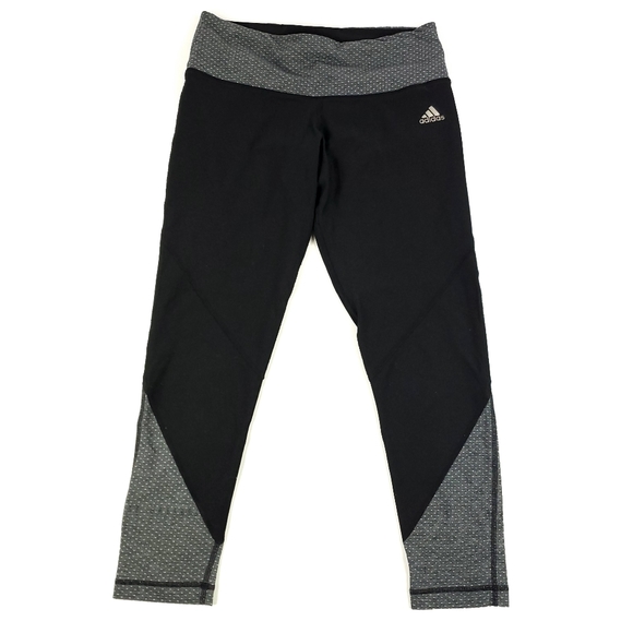 Adidas Womens Black Gray Capri Leggings SzM - Picture 2 of 9